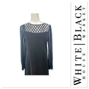 White House Black Market black lattice sheath dress size 4